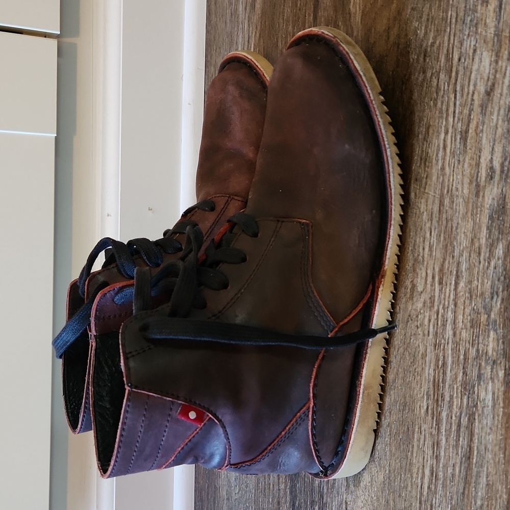 Vtg Oliberte Mens EU 41 US  Distressed Heavyweight Leather Boots Burgundy